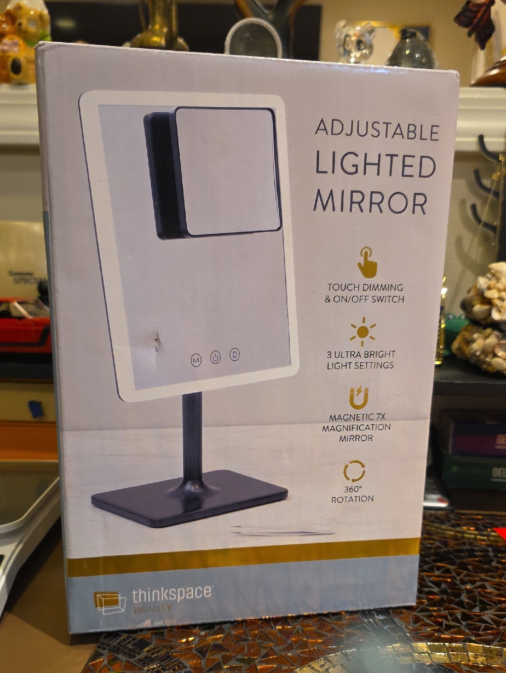 Adjustable Lighted Mirror in Blue